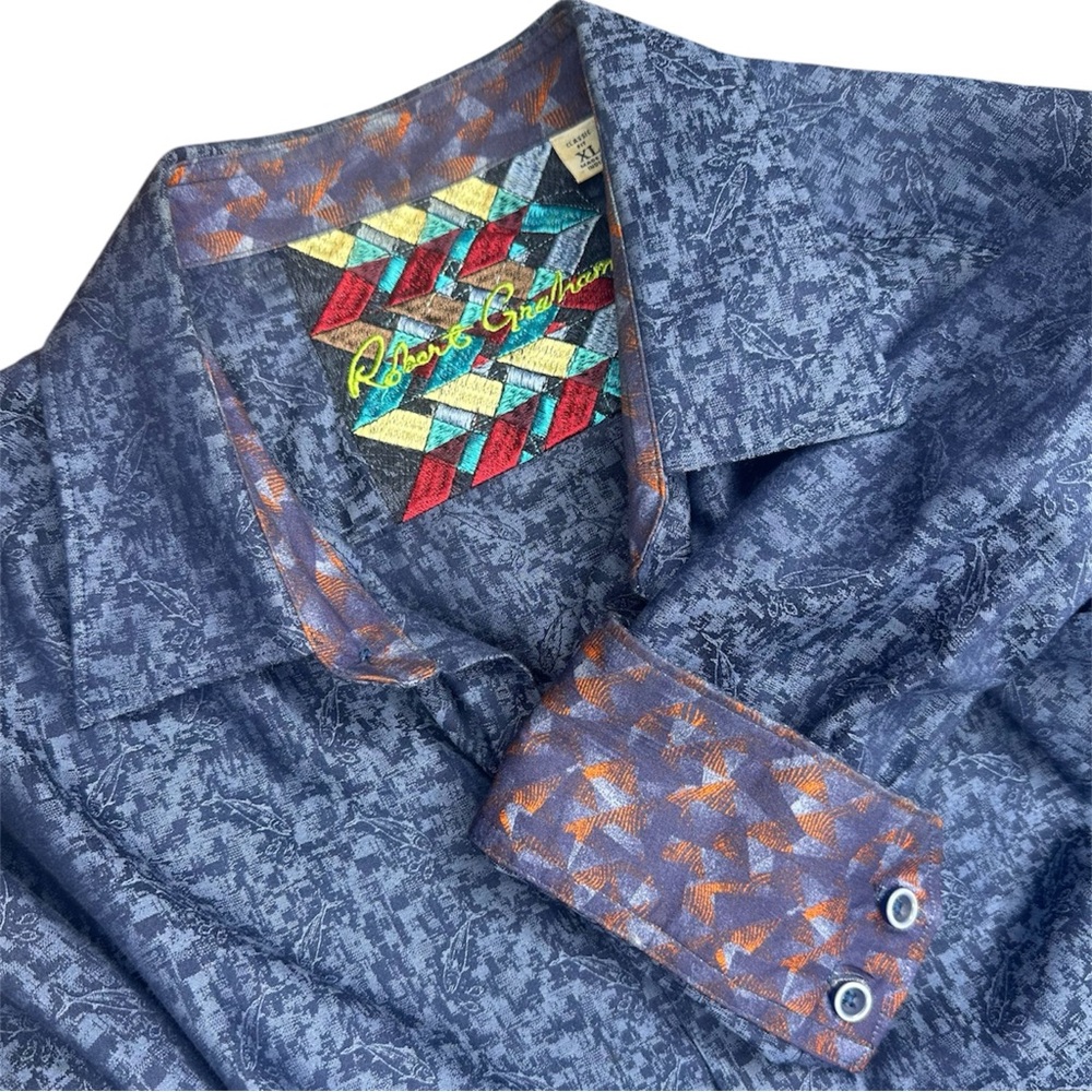 Robert Graham Patterned Button Down Shirt Classic Fit Size XL FLAWED